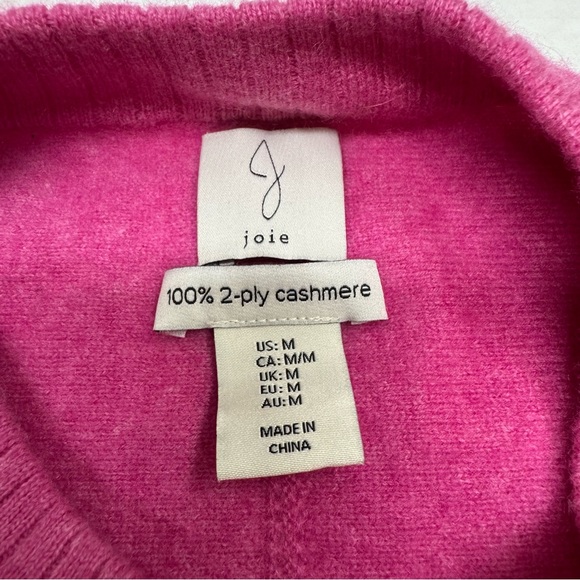 JOIE Cashmere Sweater Dolman Sleeve Crew Neck Women Size M Hot Pink Cozy Preppy - Picture 12 of 13